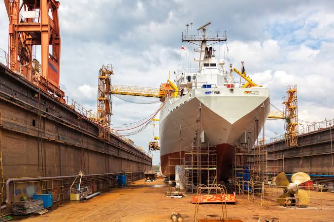 Vessel in Drydock for Maintenance and Survey